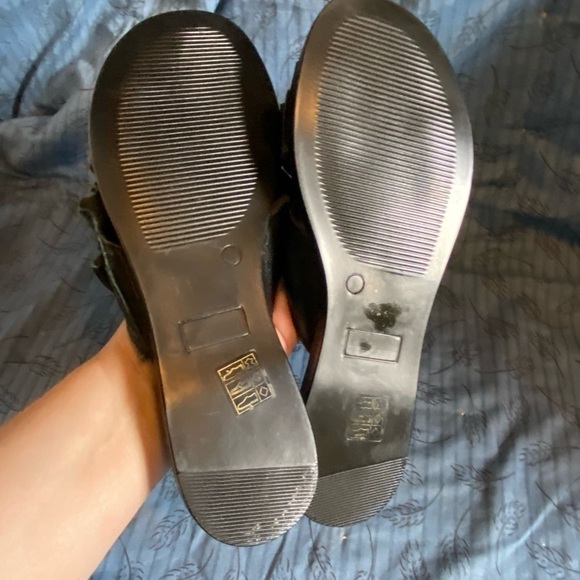 Mercanti Fiorentini leather ruffle sandal in black size 8 - Picture 3 of 4